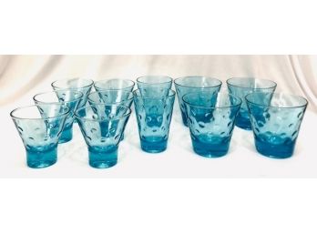 Vintage Mid-Century Capri Blue Dot Optic Cocktail Set (12pcs)