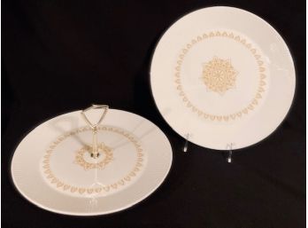 Vintage MCM Sheffield 'Serenade' China Charger Plate & Single Handled Serving Dish