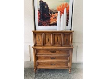 Vintage Mid Century High Boy Chest Of Drawers By White Fine Furnishing