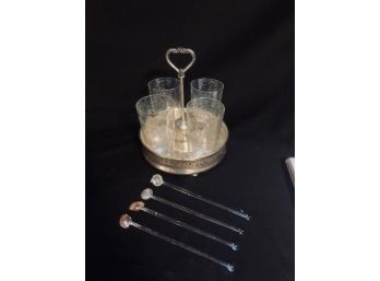 Vintage 'Silvercraft 1874' Tumblers, Stirrers & Carry Caddy