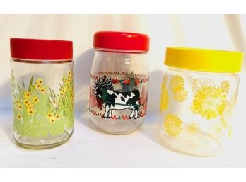 Trio Of Vintage Glass Kitchen Canisters