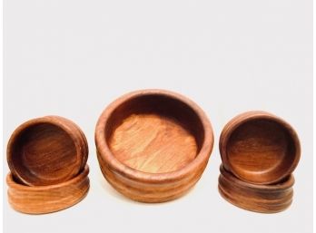 Vintage Wooden Salad Bowl Set