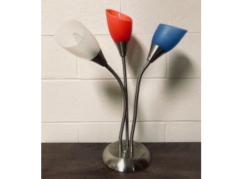 Vintage Mid-Century Modern Red, White & Blue Desk Lamp