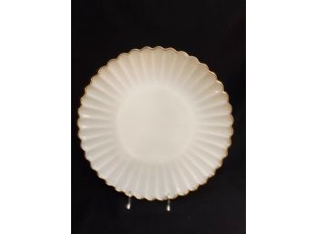 Vintage Mid-Century Milk Glass Charge Plate With 22kt Gold Trim