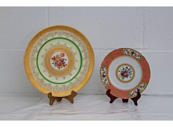 Two Pretty Porcelain & Gilt Decorated Plates