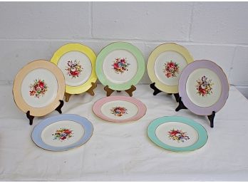 Eight Hammersley Floral & Gilt Decorated Plates