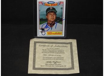 Signed Carl Yastrzemski Baseball Card With COA