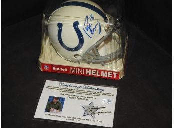 SIGNED HOFer Peyton Manning Indianapolis Colts Riddell Mini Helmet With COA