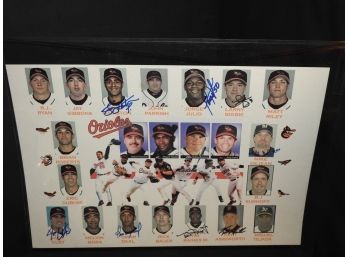 Signed 18 X 20 Baltimore Orioles Team Baseball Display Many Signatures