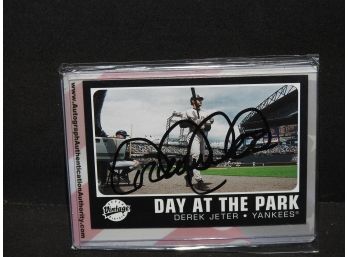 Signed Derek Jeter Baseball Card With COA