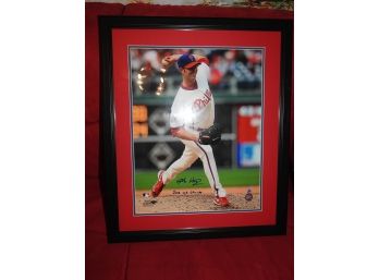 SIGNED Framed 22x26 Philadelphia Phillies JA Happ Photo With COA