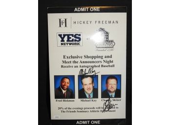 Signed YES Network Commentators Charley Steiner &  Michael Kay 16 Inch Display Board