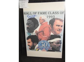 Signed HOFer Miami Dolphins Larry Little On 20 Inch Hall Of Fame Print