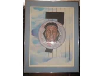 Stunning Framed  22x30 Mickey Mantle Artist Proof Signed And Numbered By Artist