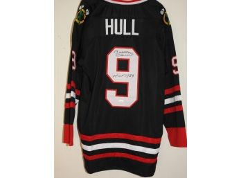 SIGNED Chicago Blackhawks Bobby The Golden Jet Hull Hockey Jersey With COA