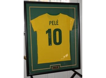 SIGNED 42x34 Framed Pele Soccer Jersey With COA