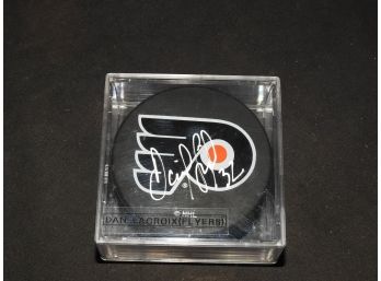 SIGNED Dan LaCroix Philadelphia Flyers NHL Hockey  Puck