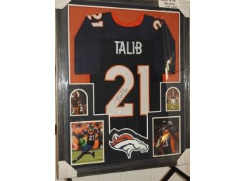 SIGNED Framed 34x32 Denver Broncos Aquib Talib Football Jersey With COA