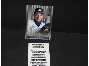 Signed NY Yankees Andy Pettitte Baseball Card With COA