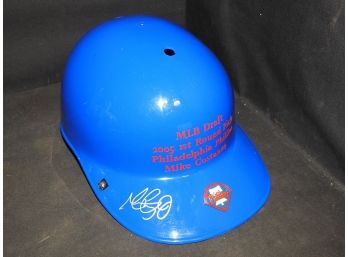 Signed Phillies Mike Constanzo Full Size Baseball Helmet With Coa