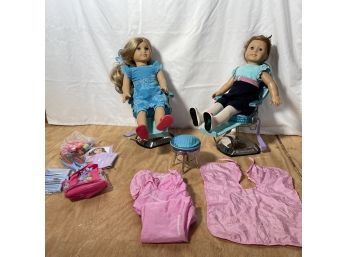 2 American Girl Dolls Go To The Salon