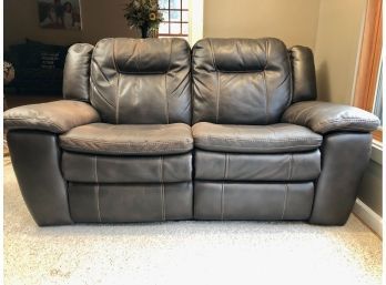 Soft Comfortable Brown Leather Reclining Loveseat