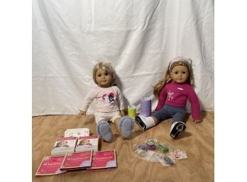 2 American Girl Dolls With Jewelry And Skating Outfit