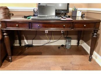 A Three Drawer Dark Stain Desk - 60'