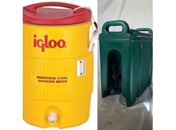 An Igloo Cooler And A Hot Drink Dispenser - Get Ready To Tailgate!