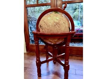 A Rare Kalifano Artisan Bespoke Globe On Floor Mount Wood Base