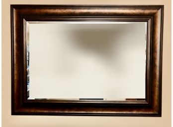 Wood Framed Mirror - Large - Dark Wood With Bronze Tone Paint