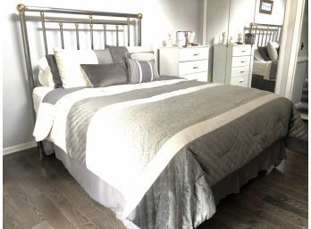 Chrome And Brass Bed - Queen With Mattress And Boxspring