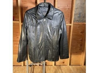 A Womans Black Leather Jacket By Winlet - New York - Sz L