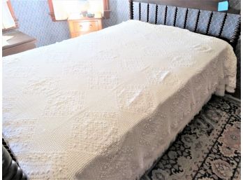 Vintage Shabby Chic Crochet Coverlet  Bedspread Tablecloth