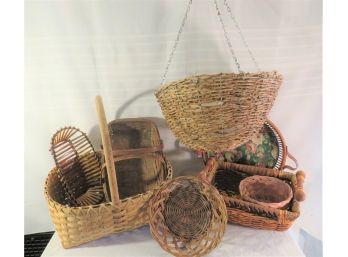 A Whole Lot Of Baskets Including Hanging Plant Basket