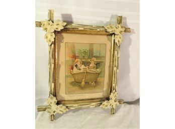 Antique Victorian Lithograph 'The Good Ship Clothes Basket'