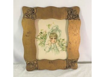 Victorian Antique Lithograph Maud Humphrey Gilt Frame