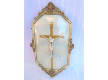 Convex Glass Religious Framed Crucifix