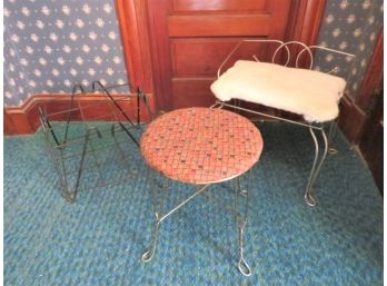 Three Mid-century Modern Vanity Stools