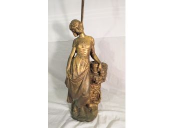 Vintage Gold Figural Chalkware Gold Table Lamp