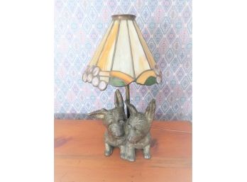 Metal Scottie Dog Table Lamp Glass Shade