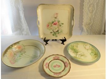 4 Piece Hand Painted Floral Porcelain China