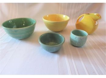 Green And Yellow Ceramic And Pottery Kitchen Lot