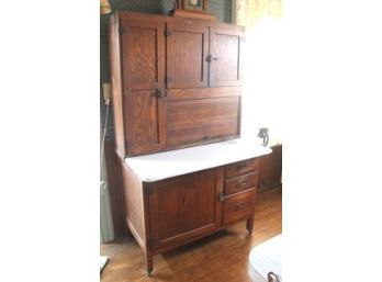 Vintage Oak Napanee Hoosier Cabinet