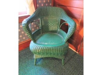 Antique Victorian Green Wicker Arm Chair