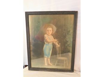 Antique Victorian 'only Son' Framed Artwork