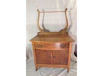 Antique Oak Commode Dresser With Towel Bar