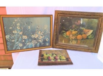 Trio Of Still Life And Floral Artwork