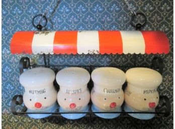 Retro French Cafe Wall Hanging Spice Rack