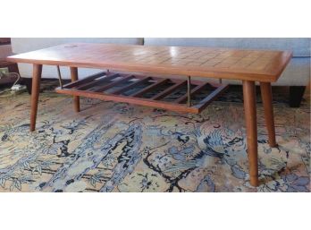 Mid-century Modern Wood Tiled Coffee Table With Shelf